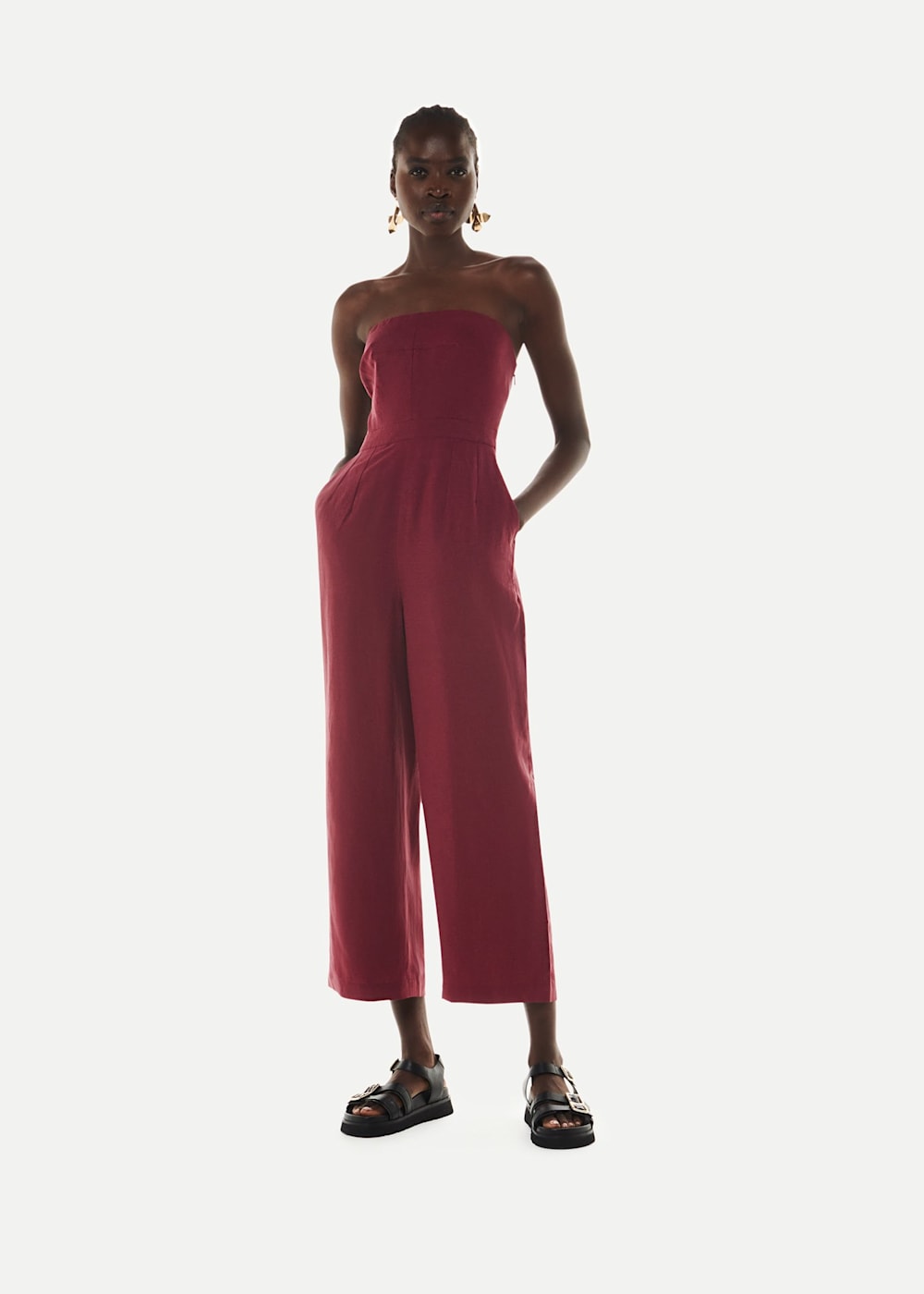Burgundy whistles Bandeau Jumpsuit