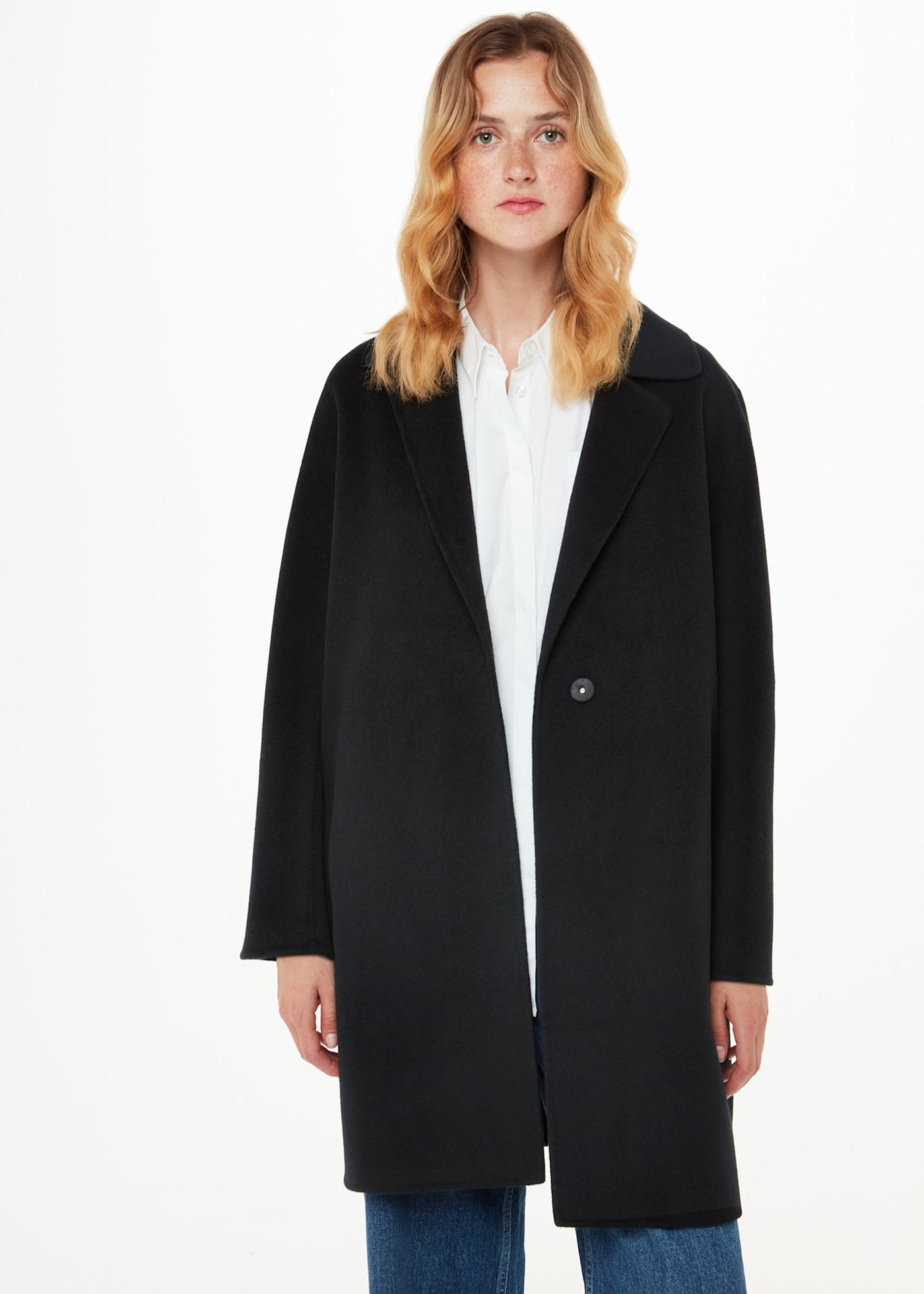 Black Julia Wool Double Faced Coat | WHISTLES | Whistles UK
