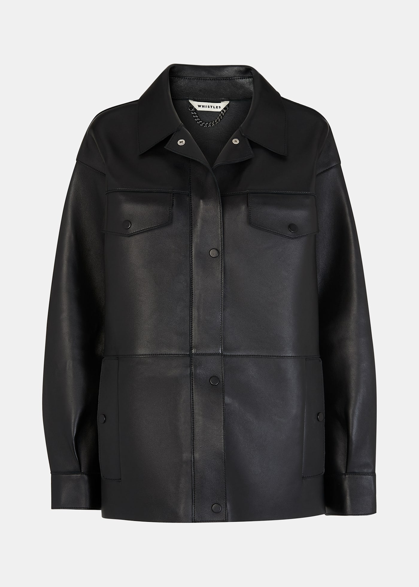 Black Clean Bonded Leather Jacket | WHISTLES | Whistles UK