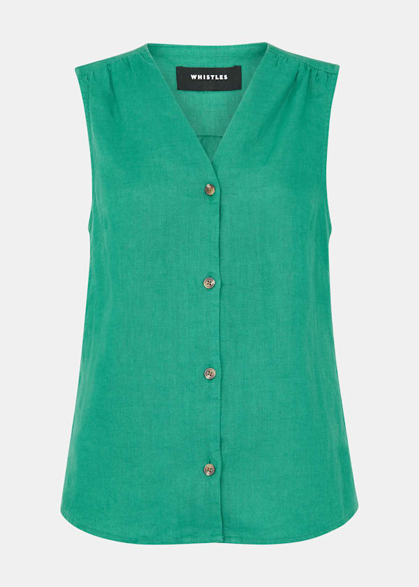 Green Laura Linen Tank