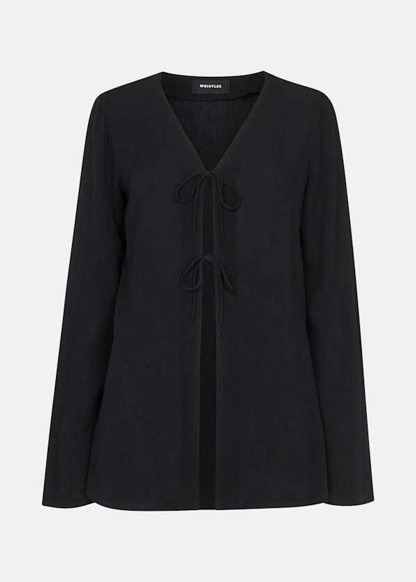 Black Beach Tie Front Top