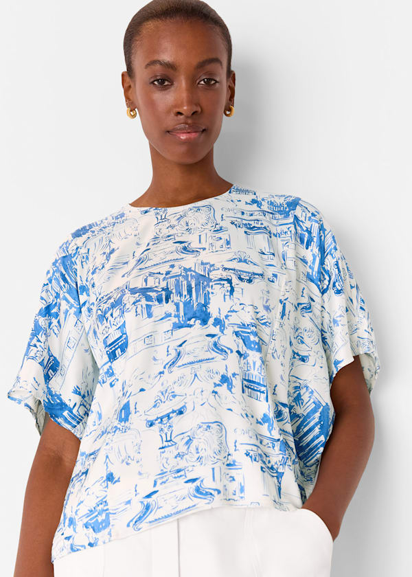 Blue Rome Print Blouse