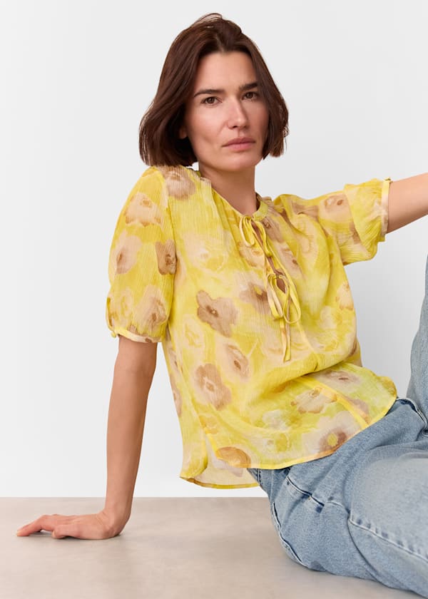 Yellow Sunshine Floral Texture Blouse