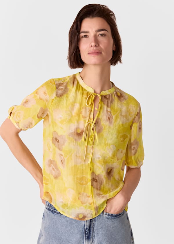 Yellow Sunshine Floral Texture Blouse