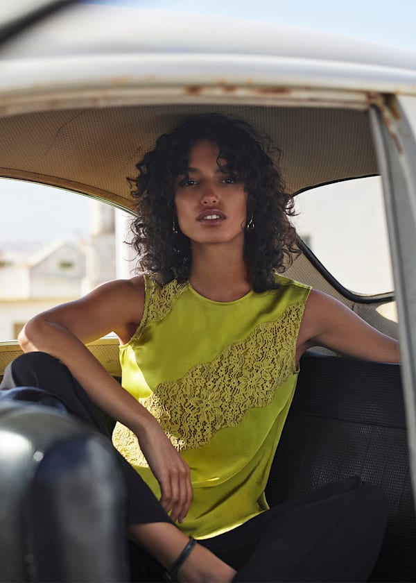 Lime Immie Lace Detail Tank