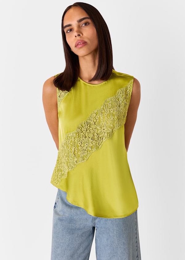 Lime Immie Lace Detail Tank