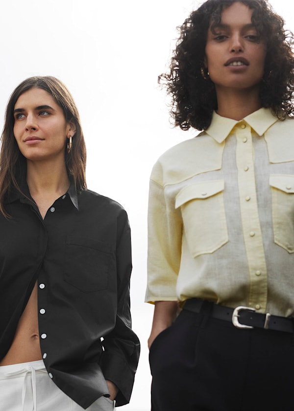 Ivory Linen Western Detail Shirt