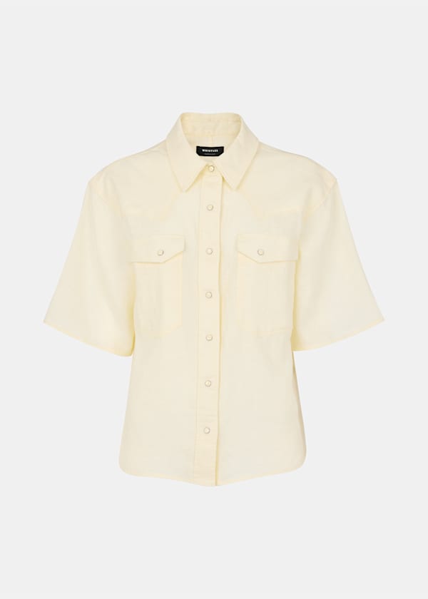 Ivory Linen Western Detail Shirt