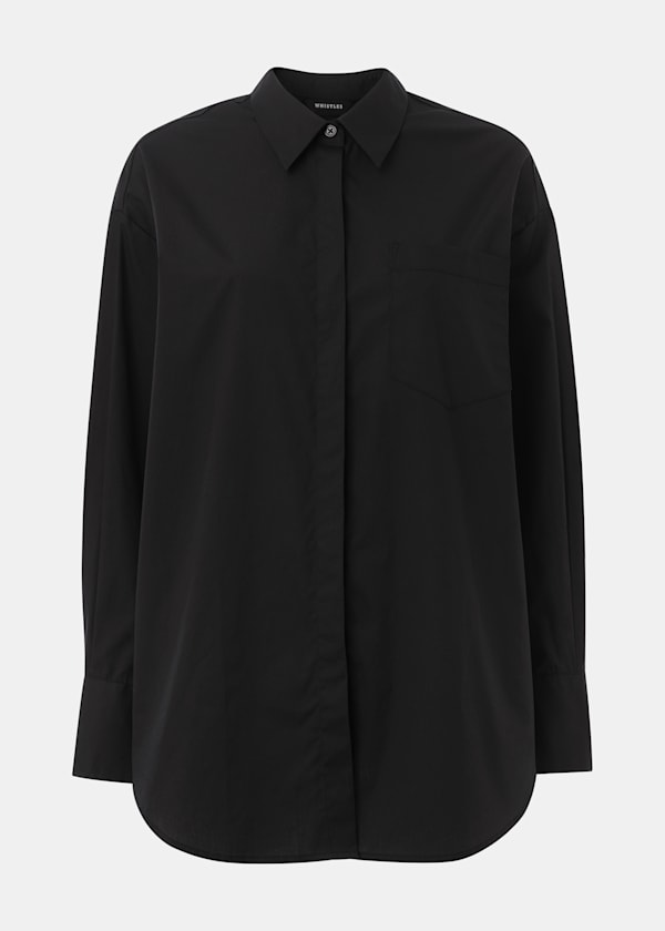 Black Oversized Cotton Shirt