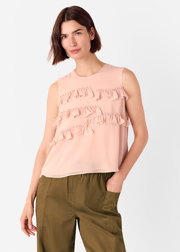 Pale Pink Frill Sleeveless Top