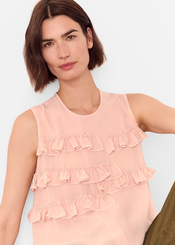 Pale Pink Frill Sleeveless Top