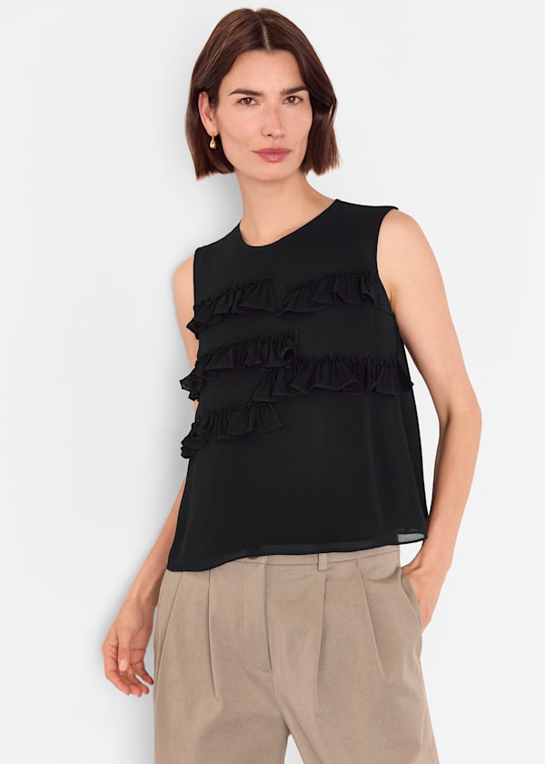 Black Frill Sleeveless Top