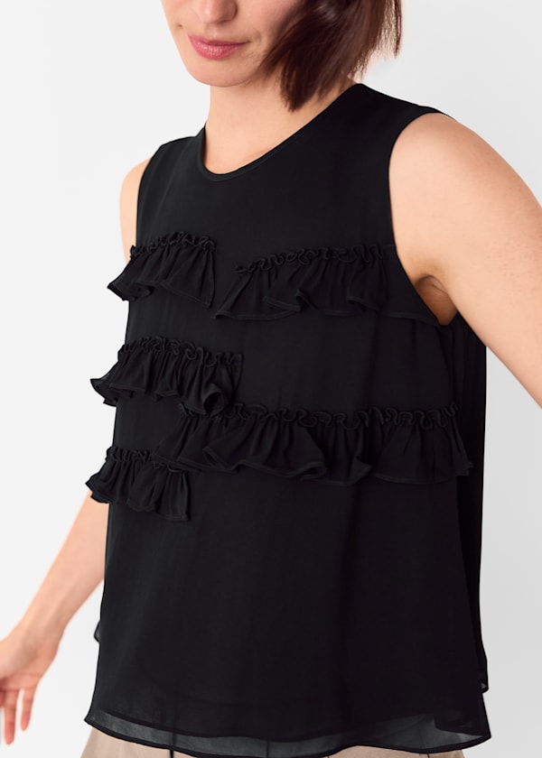Black Frill Sleeveless Top