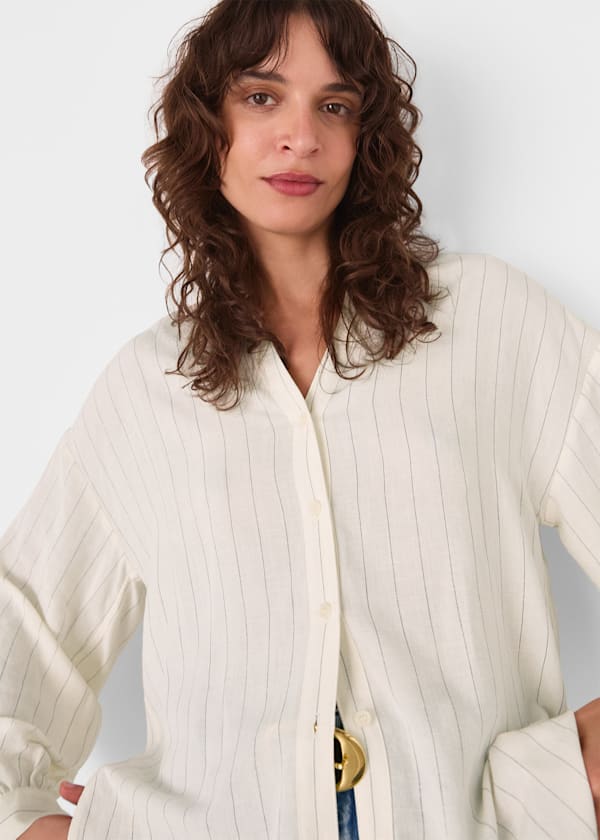 Ivory Stripe Long Sleeve Blouse