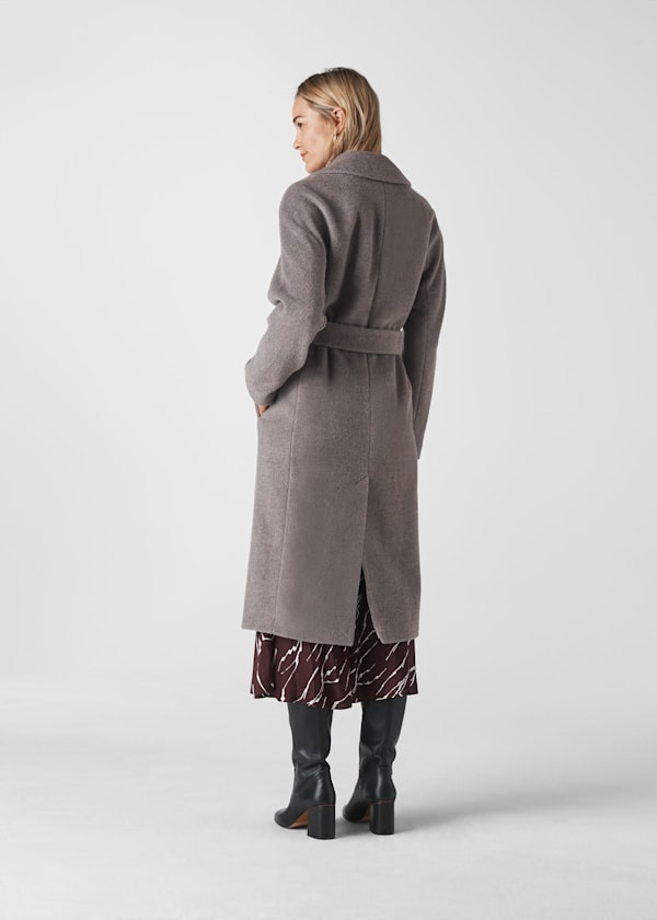 Grey Darcey Drawn Belted Wrap Coat