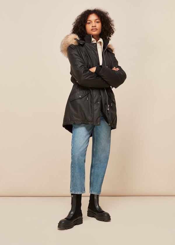 Black Willmer Waxy Parka
