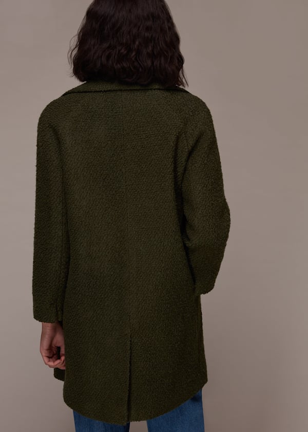 Khaki Daisy Boucle Casual Coat