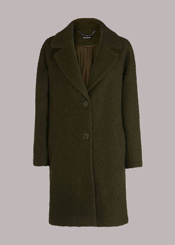 Khaki Daisy Boucle Casual Coat