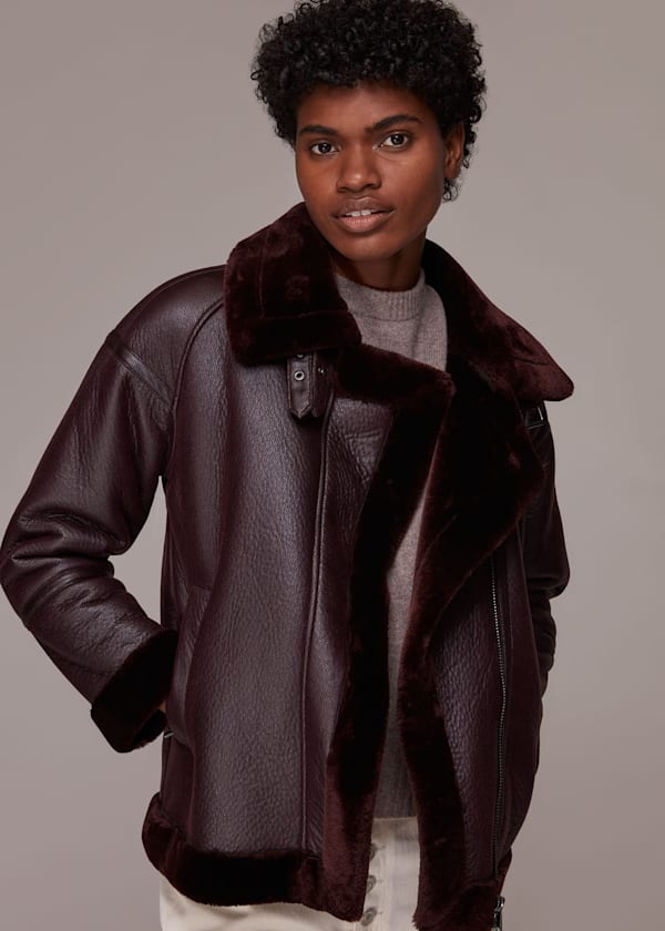 Burgundy Lauren Faux Fur Biker