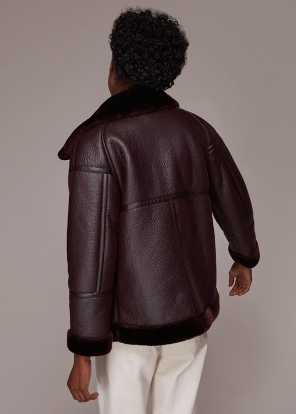 Burgundy Lauren Faux Fur Biker