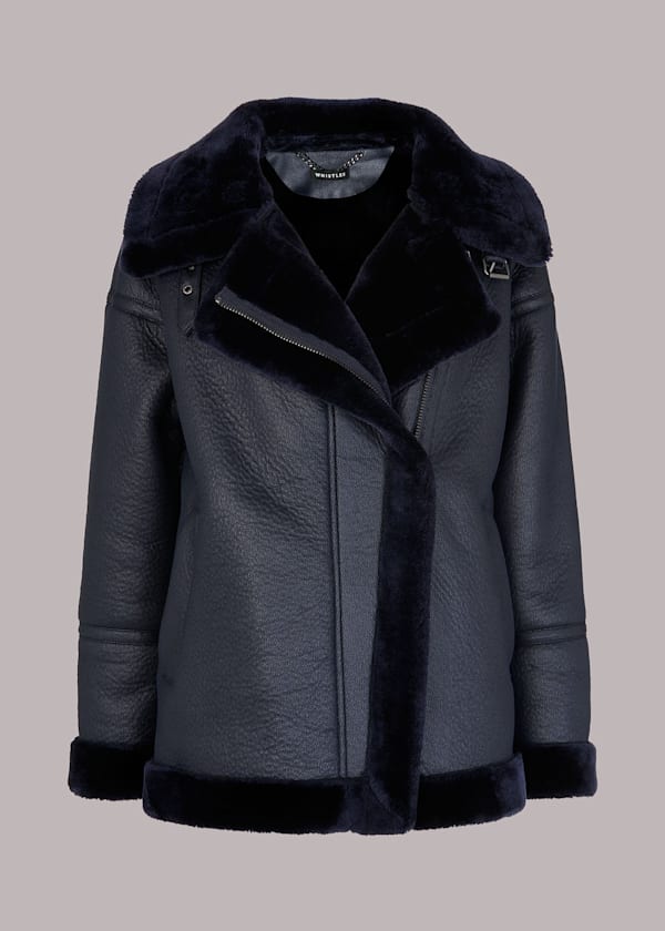 Navy Lauren Faux Fur Biker