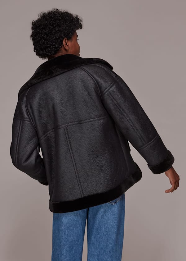 Black Lauren Faux Fur Biker