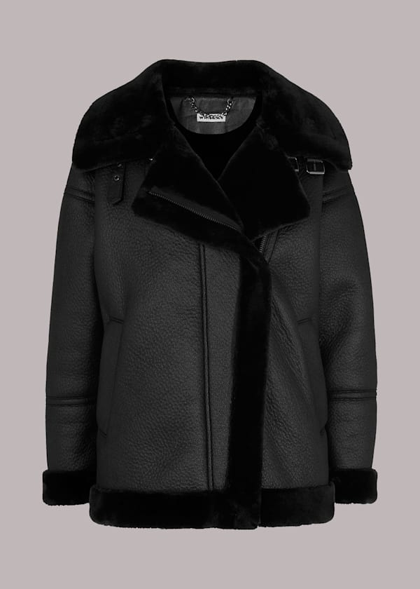 Black Lauren Faux Fur Biker