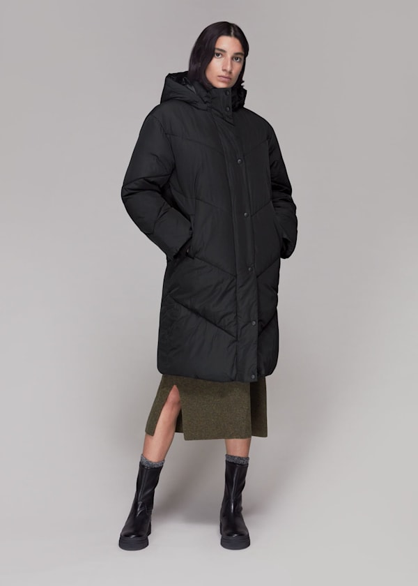 Black Tessa Hooded Longline Puffer