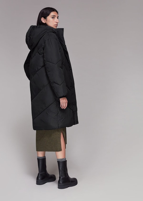 Black Tessa Hooded Longline Puffer