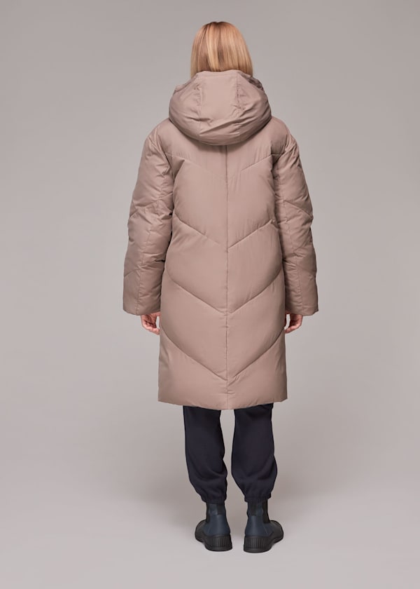 Taupe Tessa Reversible Hooded Puffer