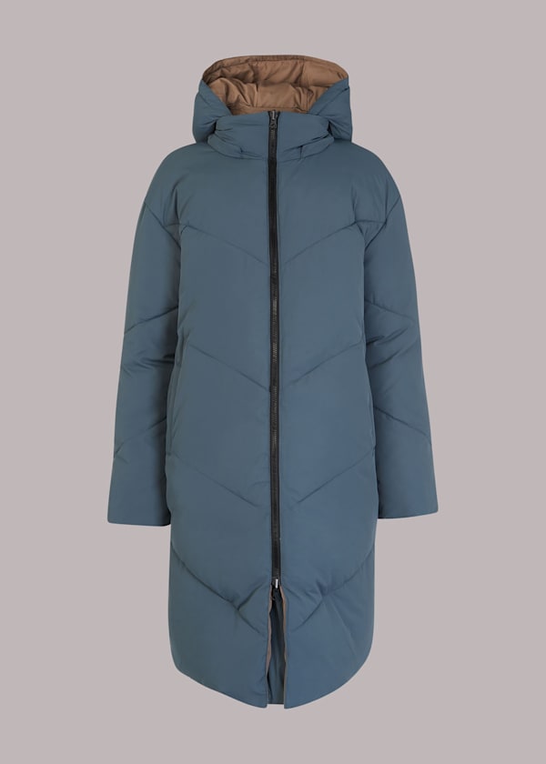 Taupe Tessa Reversible Hooded Puffer