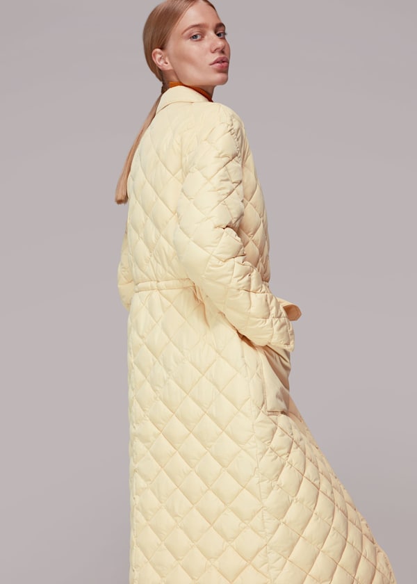 Pale Yellow Clelia Quilted Coat