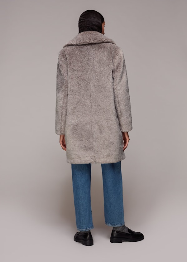 Grey Imogen Faux Fur Coat