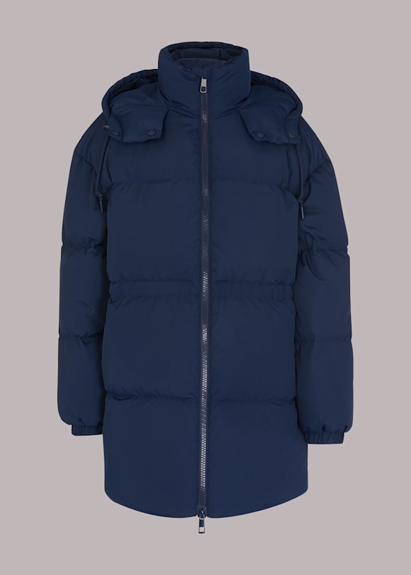 Navy Esme Hooded Down Puffer Coat