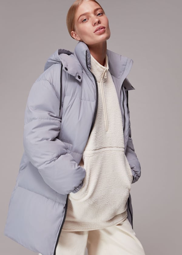 Pale Blue Esme Hooded Down Puffer Coat