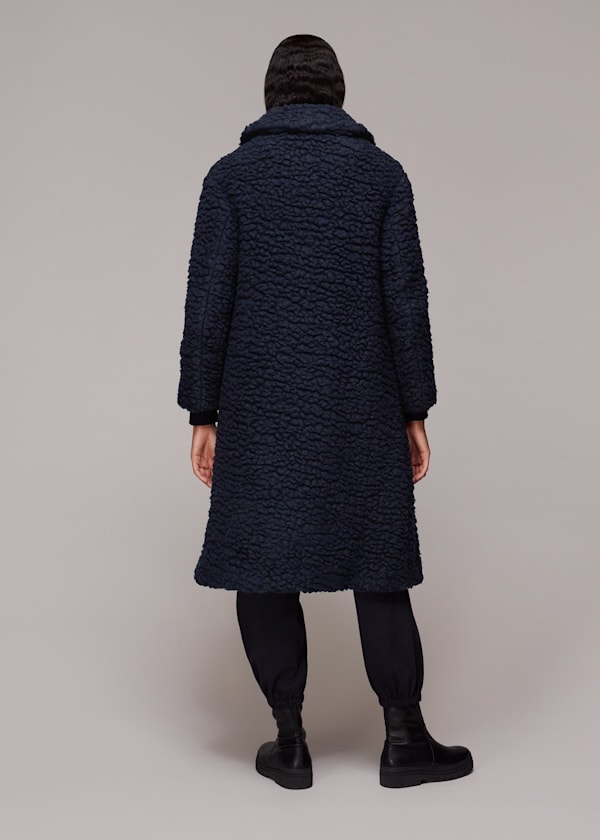Navy Lottie Teddy Wool Coat
