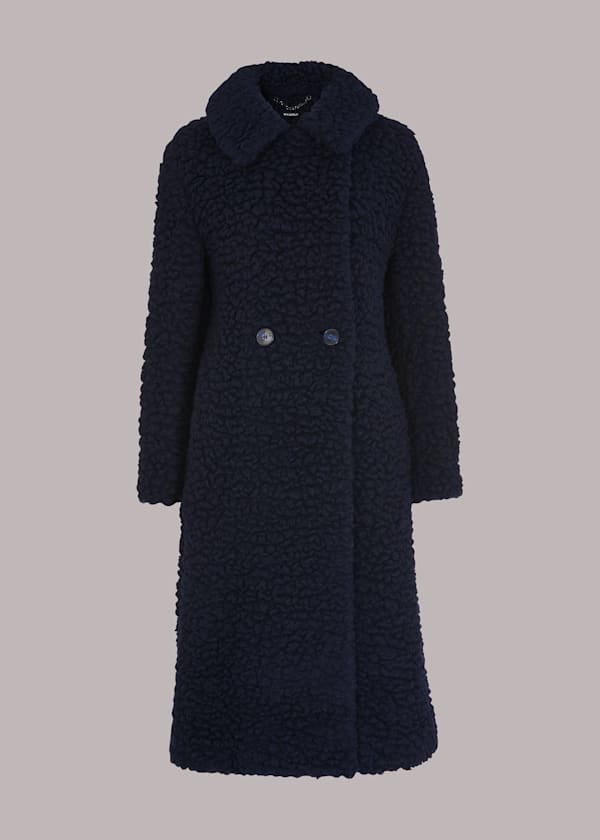 Navy Lottie Teddy Wool Coat