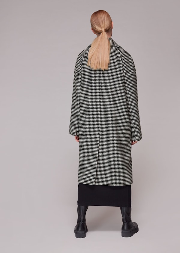 Black and White Mini Check Cocoon Coat