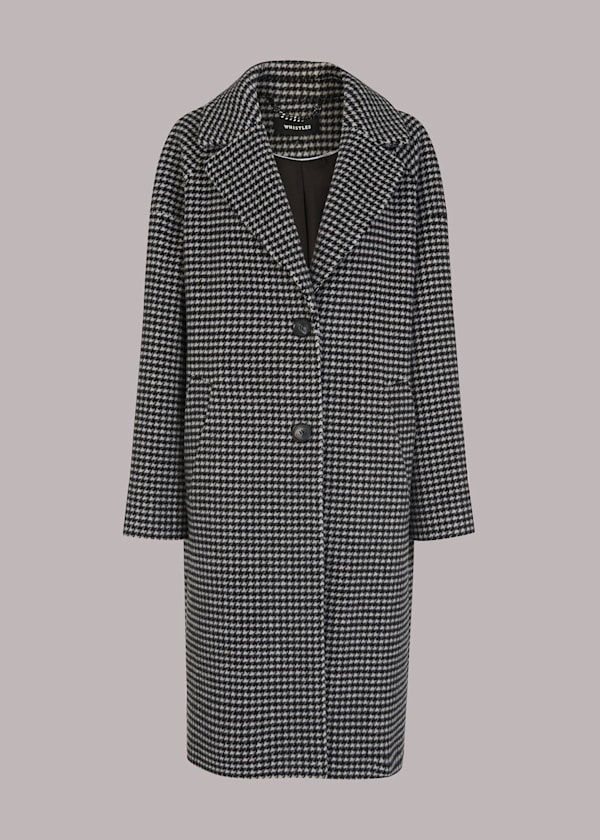 Black and White Mini Check Cocoon Coat