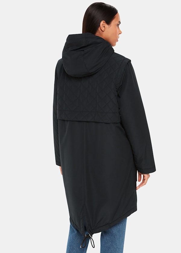 Black Nora Hooded Quilted Parka