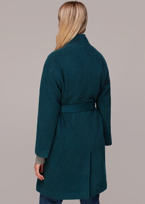 Green Clara Funnel Neck Wool Coat