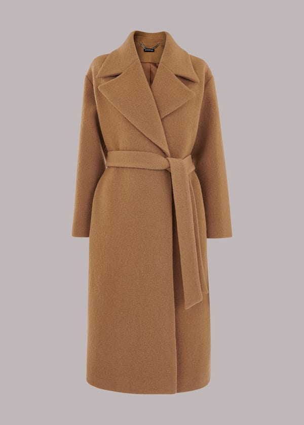 Camel Lorna Wrap Wool Coat