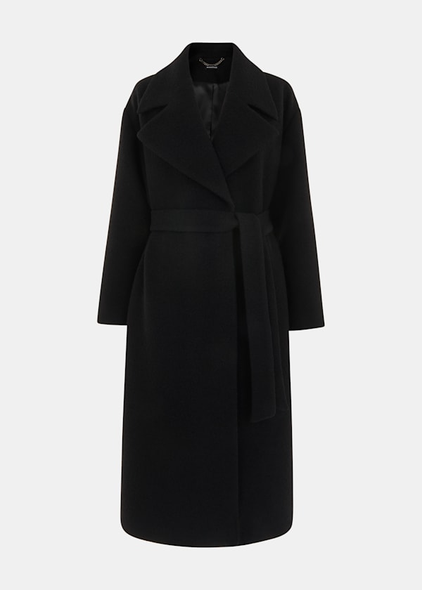 Black Lorna Wrap Wool Coat