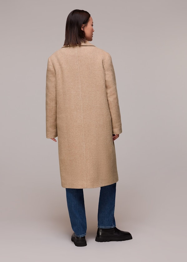 Oatmeal Herringbone Smart Wool Coat