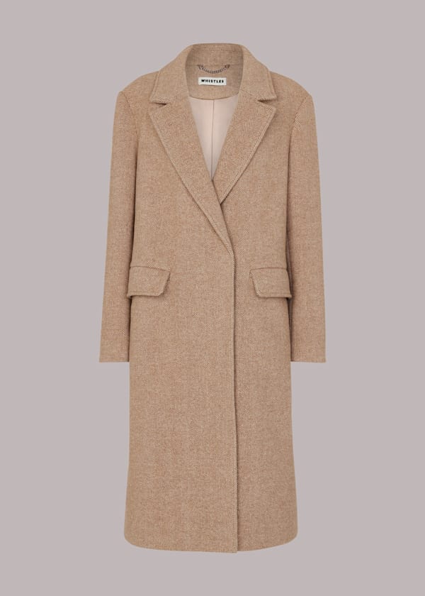 Herringbone Smart Wool Coat