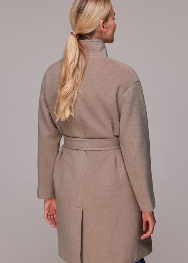 Oatmeal Clara Funnel Neck Wool Coat