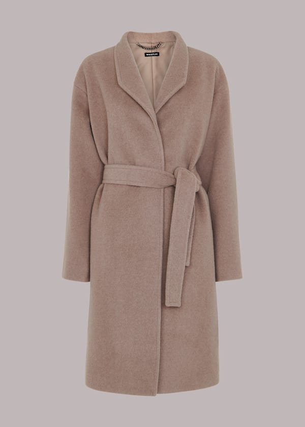 Oatmeal Clara Funnel Neck Wool Coat