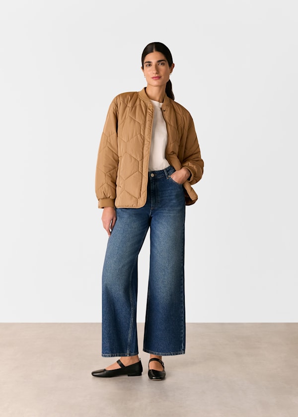 Camel Ida Short Quilted Coat