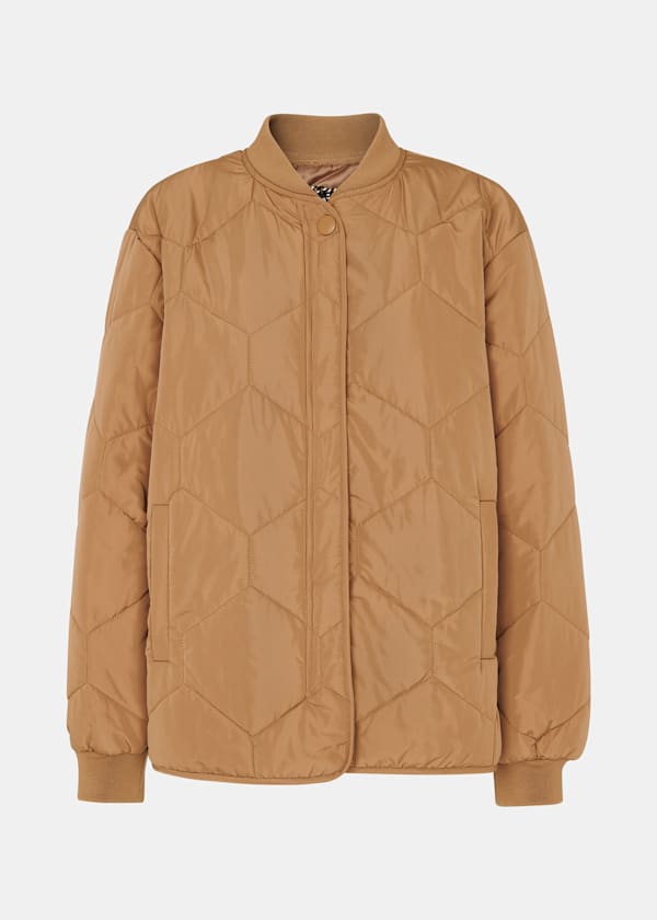 Camel Ida Short Quilted Coat