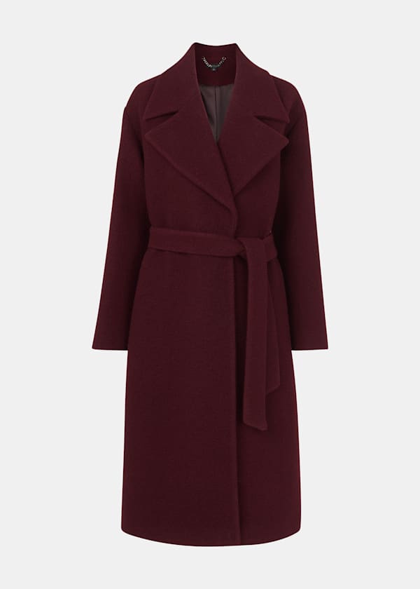 Burgundy Lorna Wrap Wool Coat